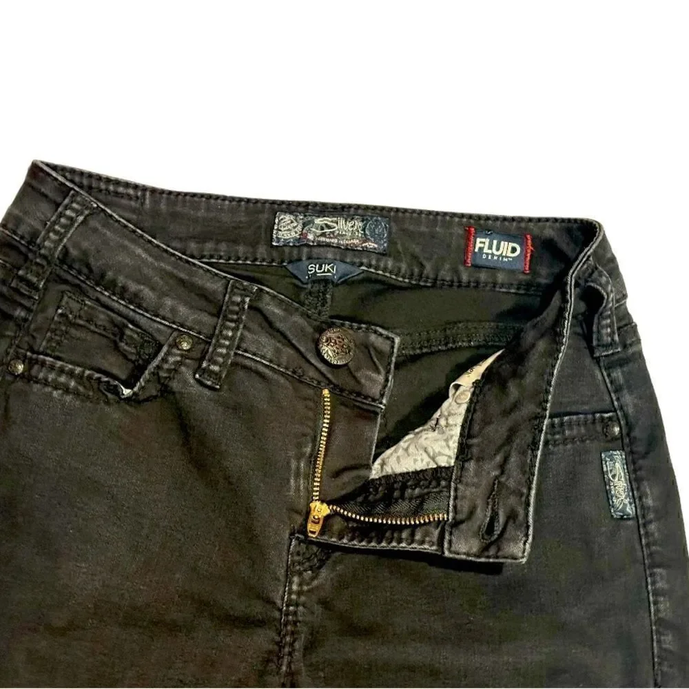 Silver Jeans Suki  Skinny Fluid Denim Black Size 27